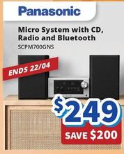 Panasonic - Micro System With Cd, Radio And Bluetooth offers at $249 in Bi-Rite