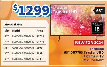Samsung - 65" Du7700 Crystal Uhd 4k Smart Tv offers at $1299 in Bi-Rite