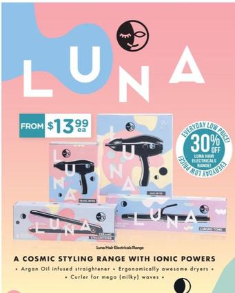 Luna - Hair Electricals Range offers at $13.99 in Chemist Warehouse
