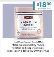 Swisse - Ultiboost Magnesium Gummies 60 Pack offers at $18.99 in Chemist Warehouse