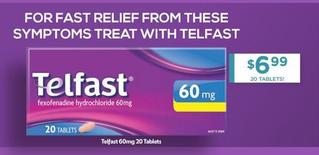 Telfast - 60mg 20 Tablets offers at $6.99 in Chemist Warehouse