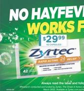 Zyrtec - 42 Liquid Capsules  offers at $29.99 in Chemist Warehouse
