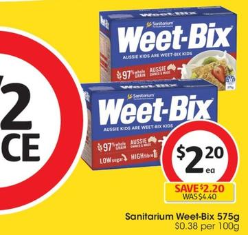 Sanitarium - Weet-Bix 575g offers at $2.2 in Coles
