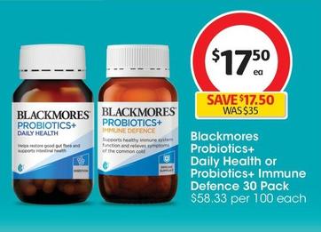Blackmores - Probiotics+ Daily Health 30 Pack offers at $17.5 in Coles