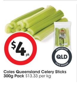 Coles - Queensland Celery Sticks 300g Pack offers at $4 in Coles