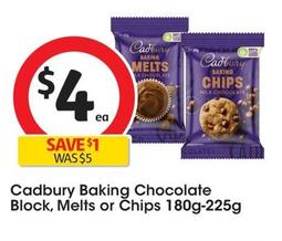 Cadbury - Baking Chocolate Block 180g-225g offers at $4 in Coles