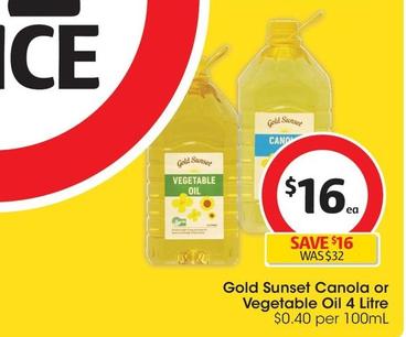 Gold Sunset - Canola Oil 4 Litre offers at $16 in Coles