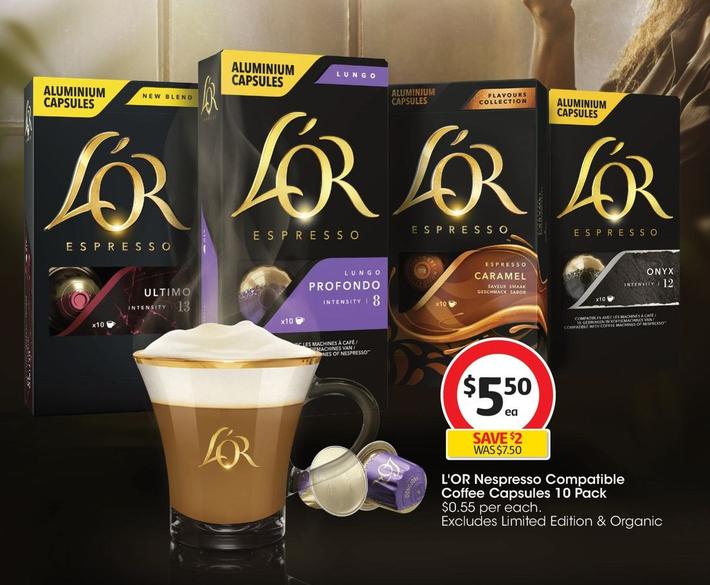 L’or - Nespresso Compatible Coffee Capsules 10 Pack offers at $5.5 in Coles