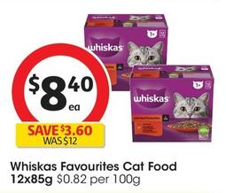Whiskas - Favourites Cat Food 12x85g offers at $8.4 in Coles