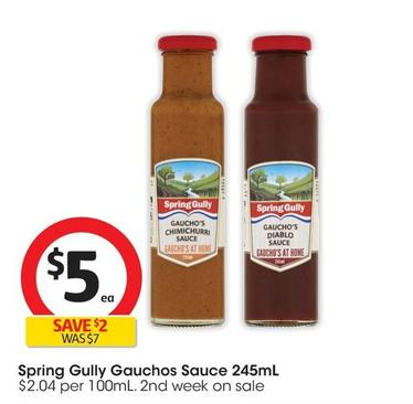 Spring Gully - Gauchos Sauce 245ml offers at $5 in Coles
