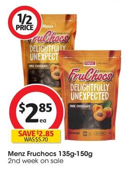 Menz - Fruchocs 135-150g offers at $2.85 in Coles