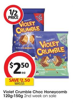 Violet - Crumble Choc Honeycomb 120g-150g offers at $2.5 in Coles