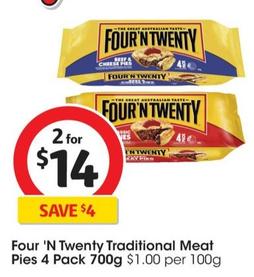 Four’n Twenty - Traditional Meat Pies 4 Pack 700g offers at $14 in Coles