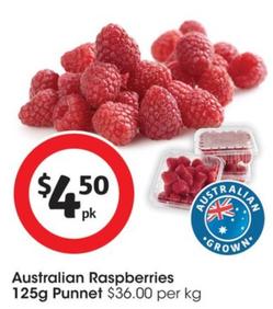Australian Raspberries 125g Punnet offers at $4.5 in Coles