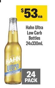 Hahn - Ultra Low Carb Bottles 24x330ml offers at $53 in Coles