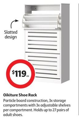 Oikiture Shoe Rack offers at $119 in Coles