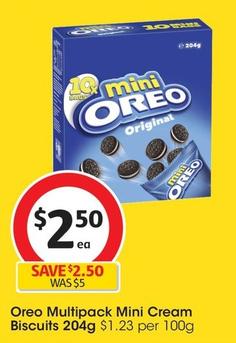 Oreo - Multipack Mini Cream Biscuits 204g offers at $2.5 in Coles