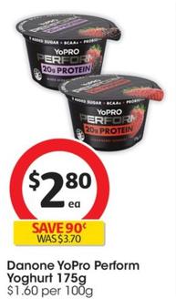 Danone - YoPro Perform Yoghurt 175g offers at $2.8 in Coles