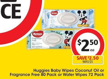 Huggies - Baby Wipes Coconut Oil 80 Pack  offers at $2.5 in Coles