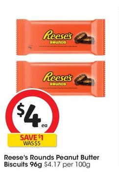 Reese's - Rounds Peanut Butter Biscuits 96g offers at $4 in Coles