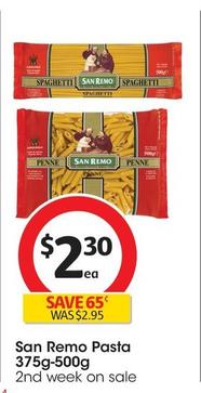 San Remo - Pasta 375g-500g offers at $2.3 in Coles