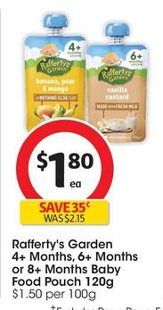 Rafferty's Garden - 4+ Months Baby Food Pouch 120g offers at $1.8 in Coles