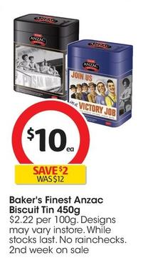 Baker's Finest - Anzac Biscuit Tin 450g offers at $10 in Coles