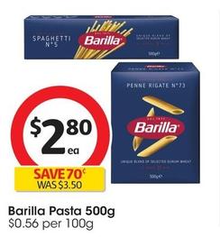 Barilla - Pasta 500g offers at $2.8 in Coles