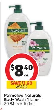 Palmolive - Naturals Body Wash 1 Litre offers at $8.4 in Coles