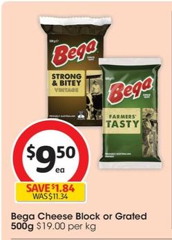 Bega - Cheese Block 500g offers at $9.5 in Coles
