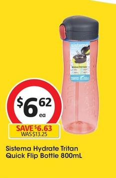 Sistema - Hydrate Tritan Quick Flip Bottle 800ml offers at $6.62 in Coles