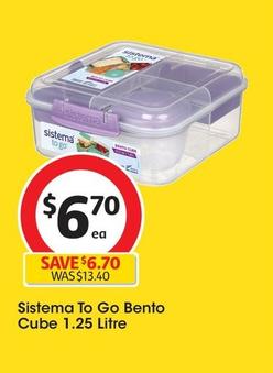 Sistema - To Go Bento Cube 1.25 Litre offers at $6.7 in Coles