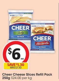 Cheer - Cheese Slices Refill Pack 250g offers at $6 in Coles