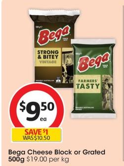 Bega - Cheese Block 500g offers at $9.5 in Coles