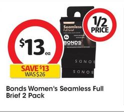 Bonds - Women's Seamless Full Brief 2 Pack offers at $13 in Coles