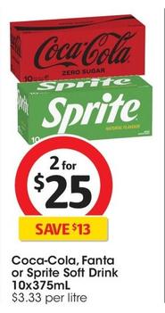 Coca Cola - Soft Drink 10x375ml offers at $25 in Coles