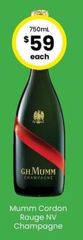 Mumm - Cordon Rouge NV Champagne offers at $59 in The Bottle-O
