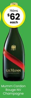 Mumm - Cordon Rouge Nv Champagne offers at $62 in The Bottle-O