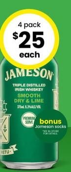 Jameson - Smooth Dry & Lime 6.3% Premix Range Cans 375ml offers at $25 in The Bottle-O