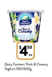 Dairy Farmers - Thick & Creamy Yoghurt 550/600g offers at $4.5 in Foodworks