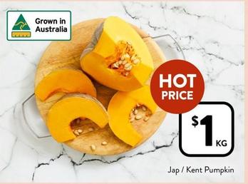 Jap / Kent Pumpkin offers at $1 in Foodworks