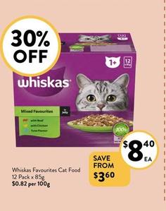 Whiskas - Favourites Cat Food 12 Pack X 85g offers at $8.4 in Foodworks