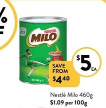 Nestlè - Milo 460g offers at $5 in Foodworks