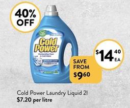 Cold Power - Laundry Liquid 2l offers at $14.4 in Foodworks