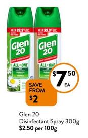 Glen 20 - Disinfectant Spray 300g offers at $7.5 in Foodworks