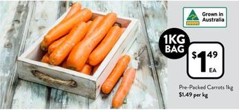 Pre-packed Carrots 1kg offers at $1.49 in Foodworks