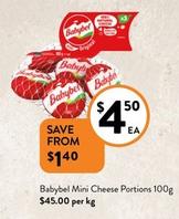 Babybel - Mini Cheese Portions 100g offers at $4.5 in Foodworks