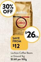Lavazza - Coffee Beans Or Ground 1kg offers at $26 in Foodworks