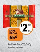 San Remo - Pasta 375/500g Selected Varieties offers at $2.3 in Foodworks