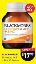 Blackmores - Echinacea Ace + Zinc 60 Tablets offers at $17.99 in Chemist King
